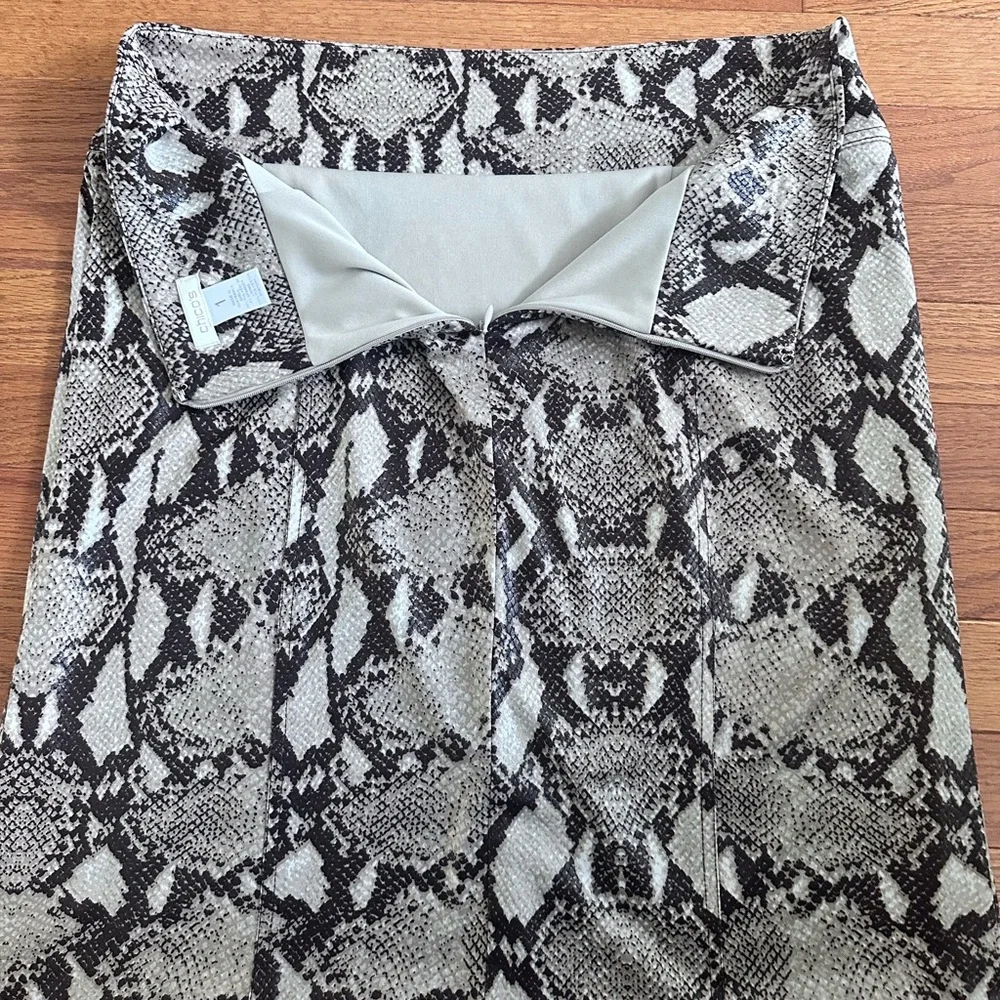 Chico's Brown Snakeskin Print Skirt Straight Reptile Exotic Stretchy polyester